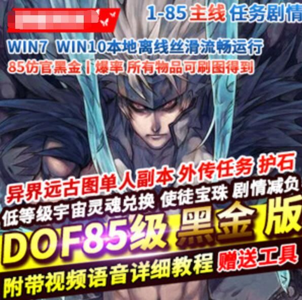 网单DNF单机版 85级仿官黑金版 护石低级传说SS装备优化